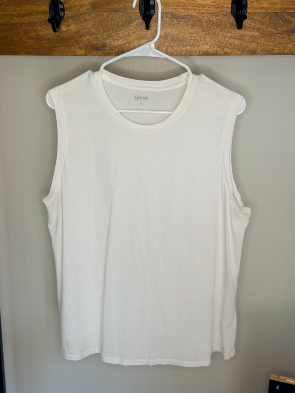 Quince White Muscle Tank with Crew Neck
